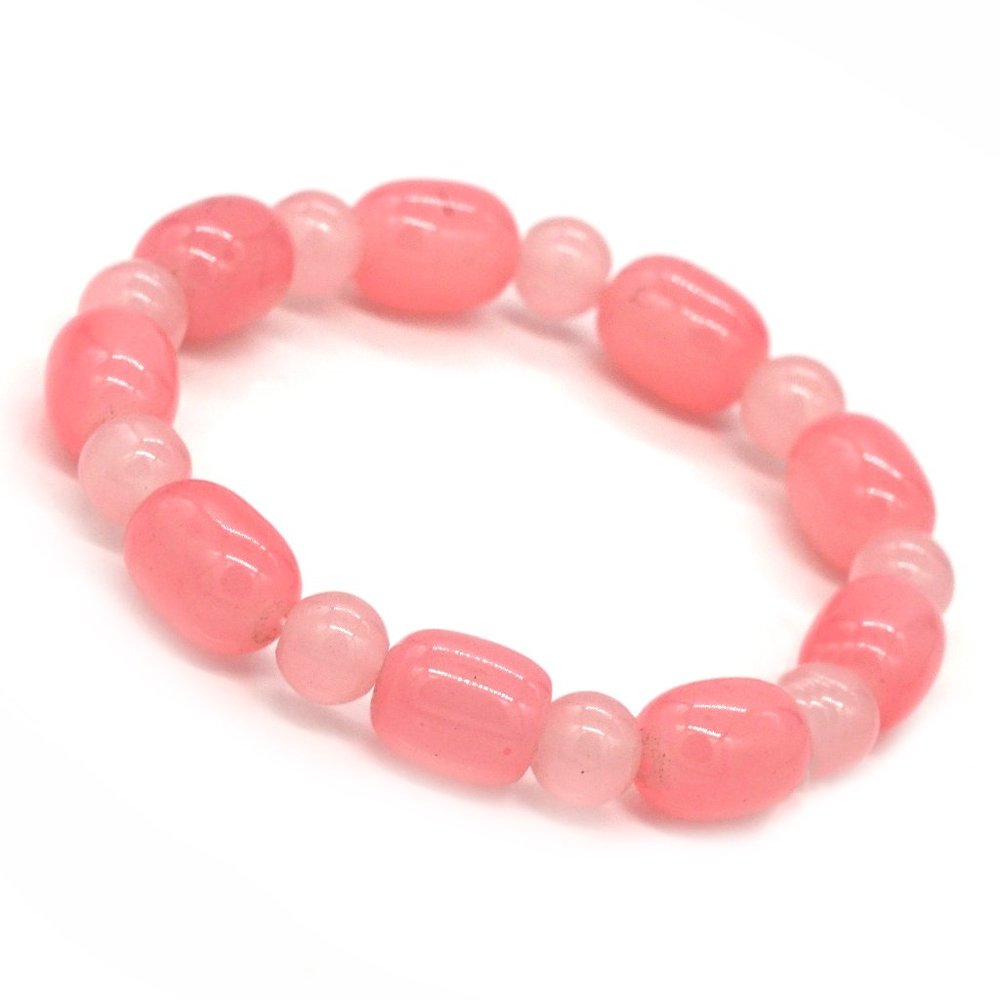 Bracelet with Pink glass beads. OS. - Picture 1 of 2